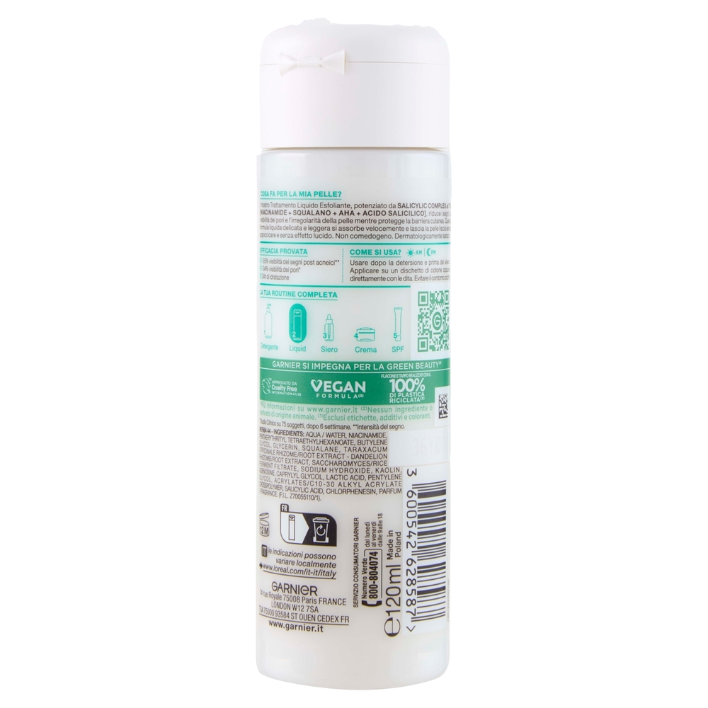 Garnier PureActive Salicylic Trattamento Liquido Esfoliante 7% Niacinamide, 120 ml